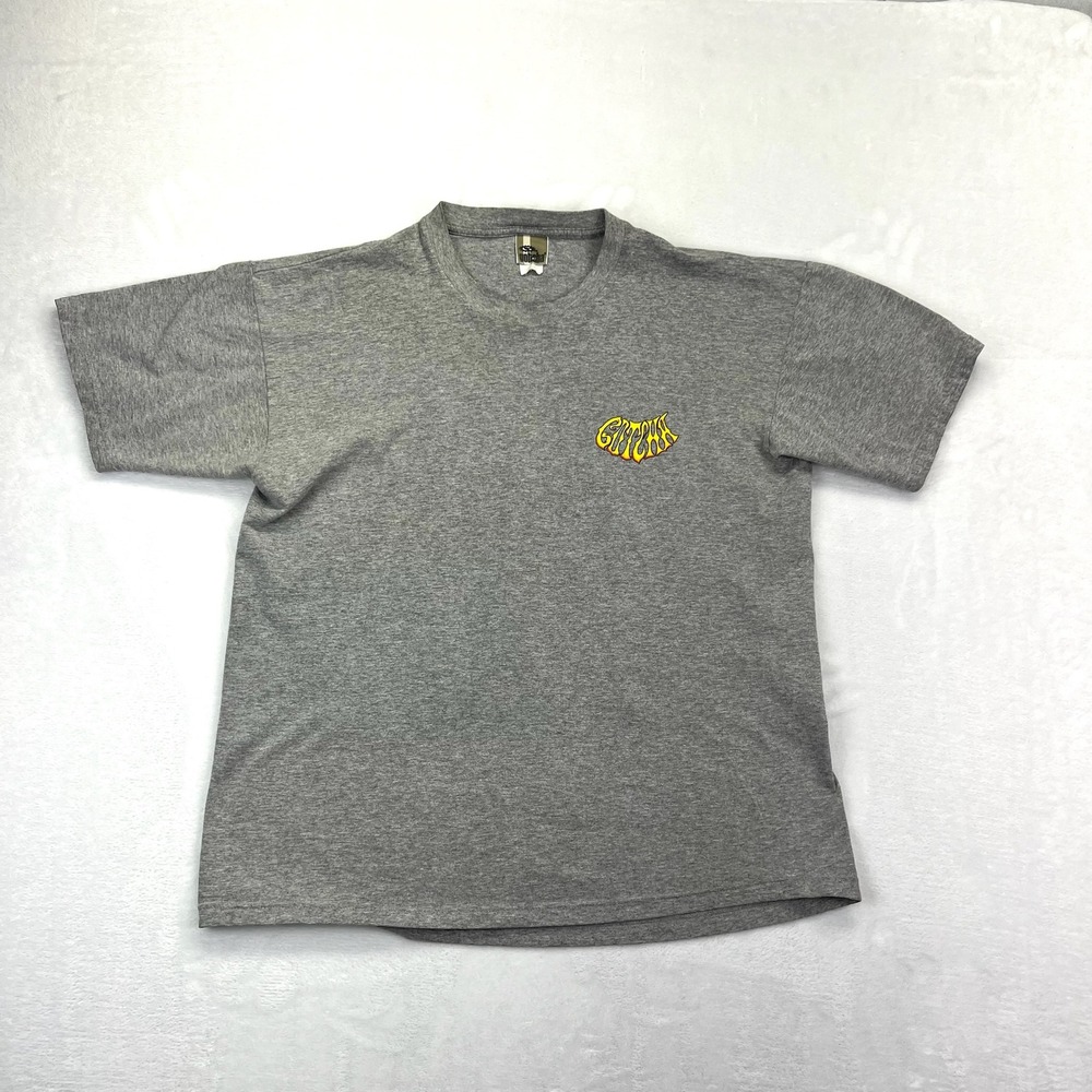 Gotcha Dragon Graphic T-Shirt Mens L Grey Vintage 90s Surf Skate Short Sleeve